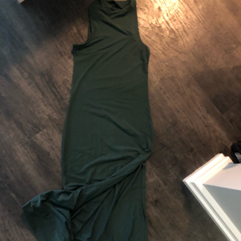 Green high neck maxi dress size slit SMALL
